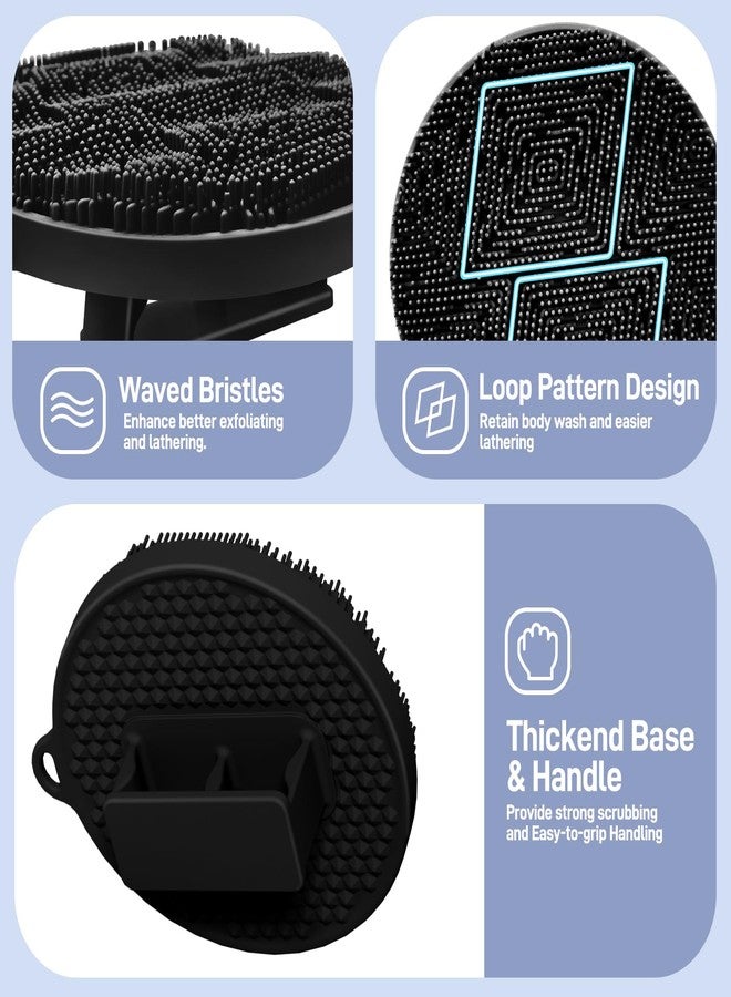 GEENOA Silicone Face & Body Scrubber Set, Exfoliating Body Scrubber Face Scrubber with Dense Bristles & Non-Slip Handle, Gentle Silicone Loofah Face Brush for Good Lathering and Deep Cleansing(Black) - Image 3